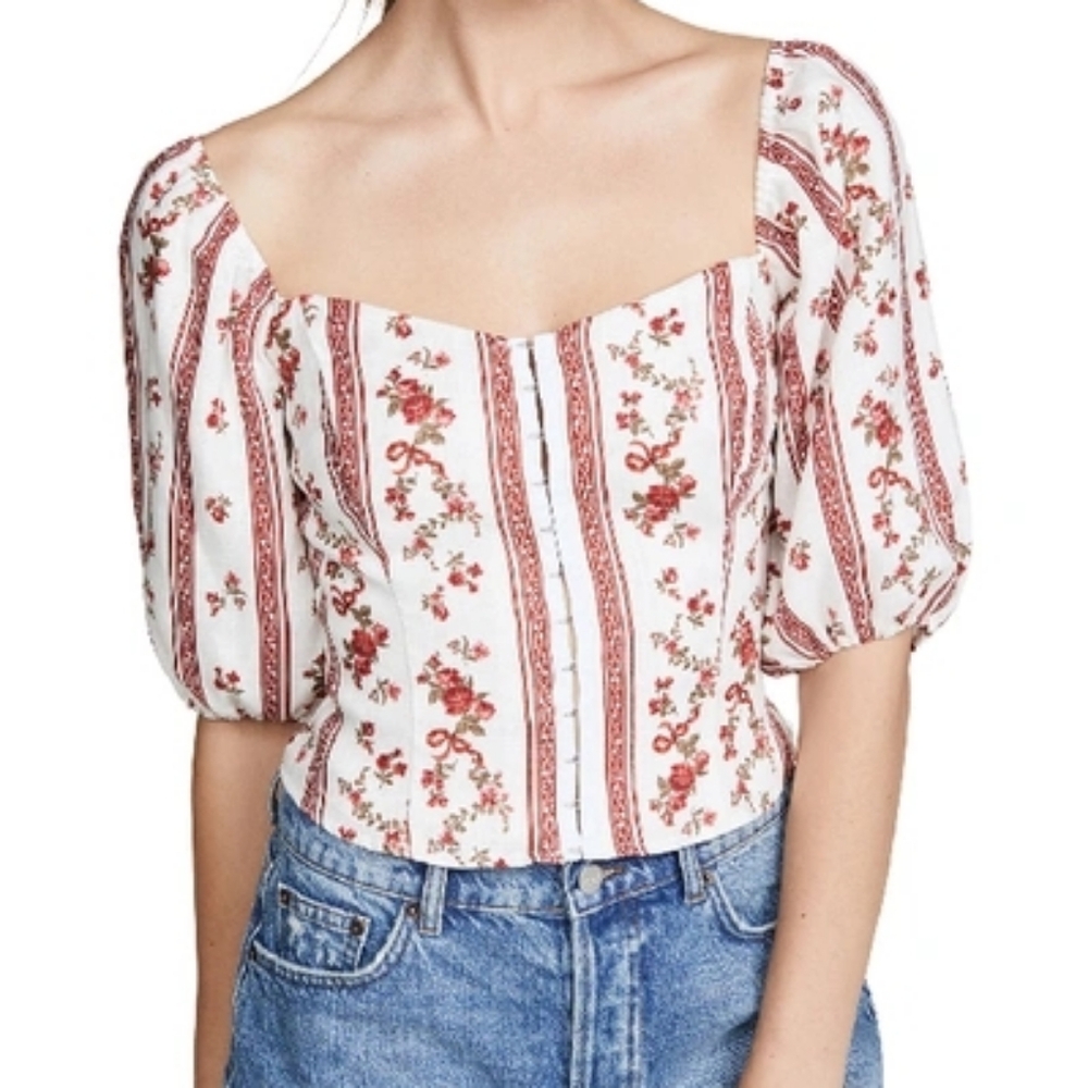 Reformation Romi Linen Blouse In Vienna